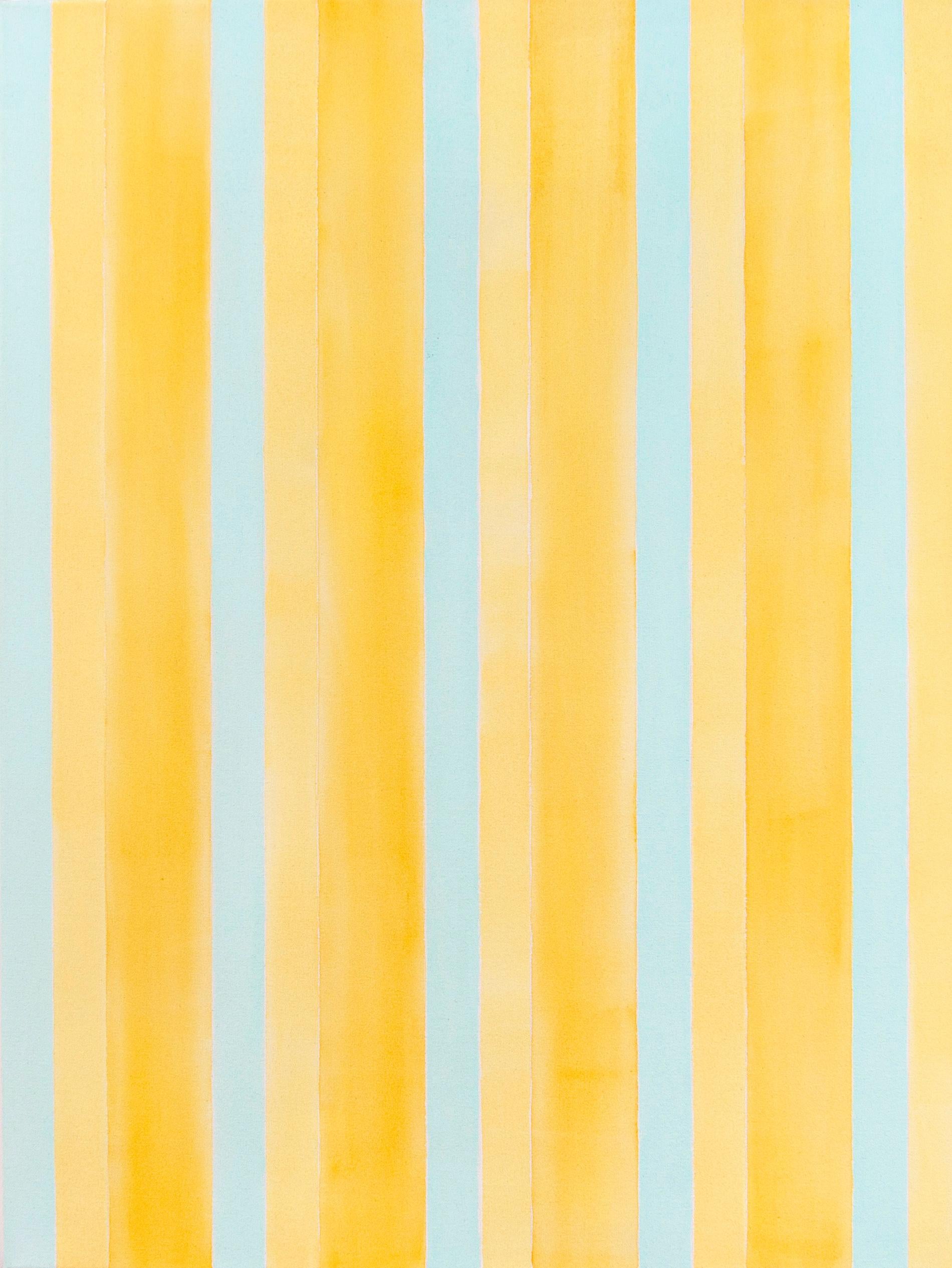 Respiradero para Agnes - grande, brillante, amarillo, rayas, acrílico sobre lienzo - Painting de Milly Ristvedt