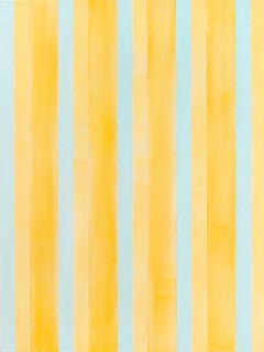 Breathing Space for Agnes - large, bright, yellow, stripes, acrylic on canvas
