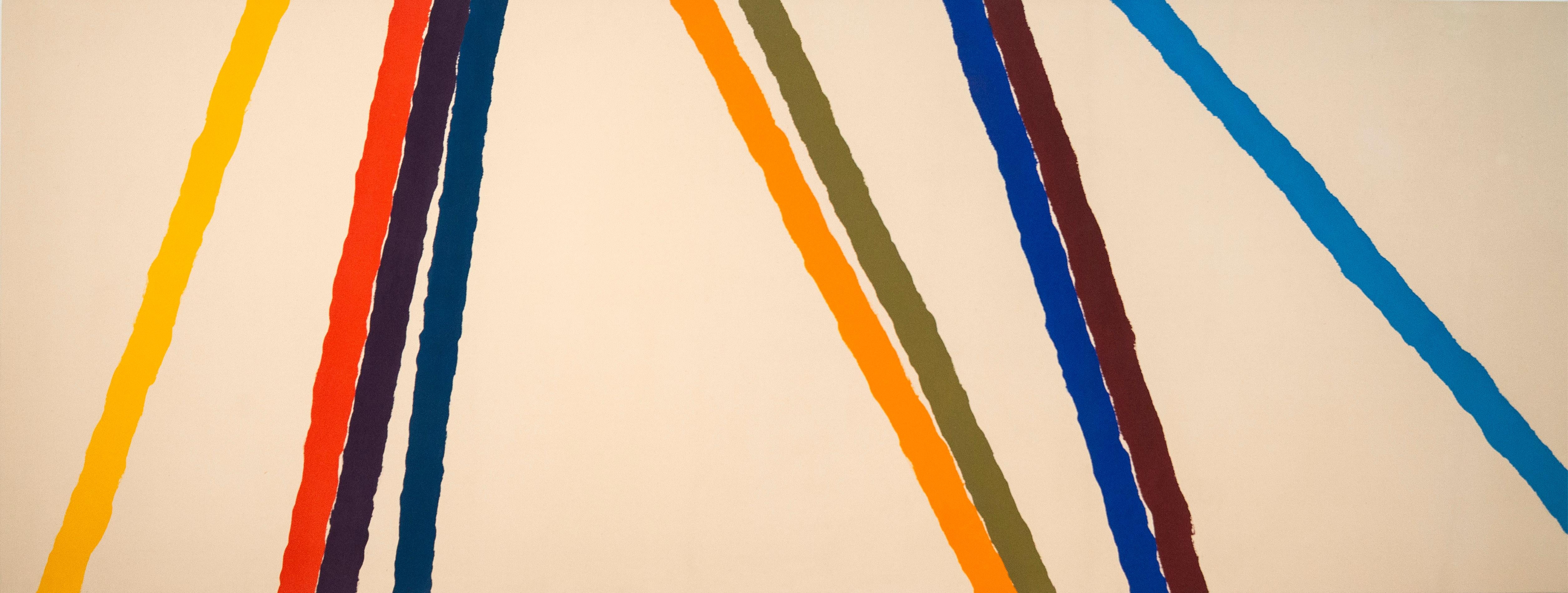 Puente - Pintura abstracta, acrílico sobre lienzo, 1969, cintas de colores