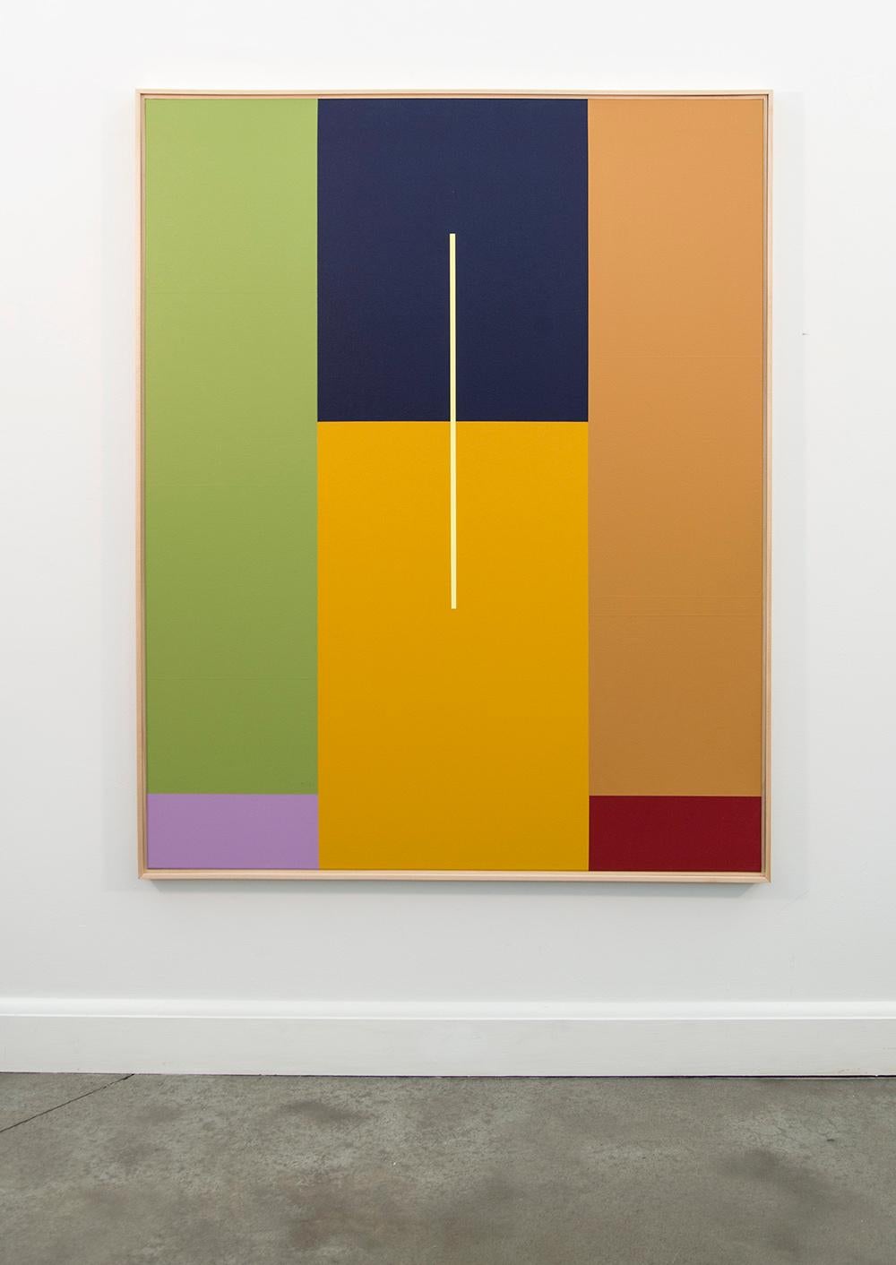 A.I.C. - verde, blu, giallo, astratto geometrico, acrilico su tela - Painting di Milly Ristvedt