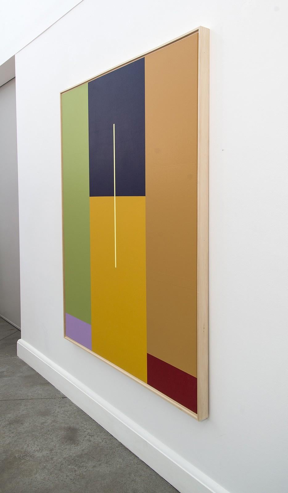 A.I.C. - verde, blu, giallo, astratto geometrico, acrilico su tela - Painting Hard-Edge di Milly Ristvedt