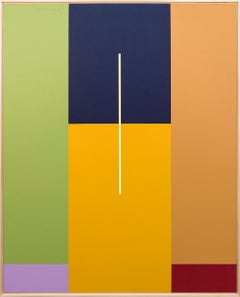 A.I.C. - verde, blu, giallo, astratto geometrico, acrilico su tela