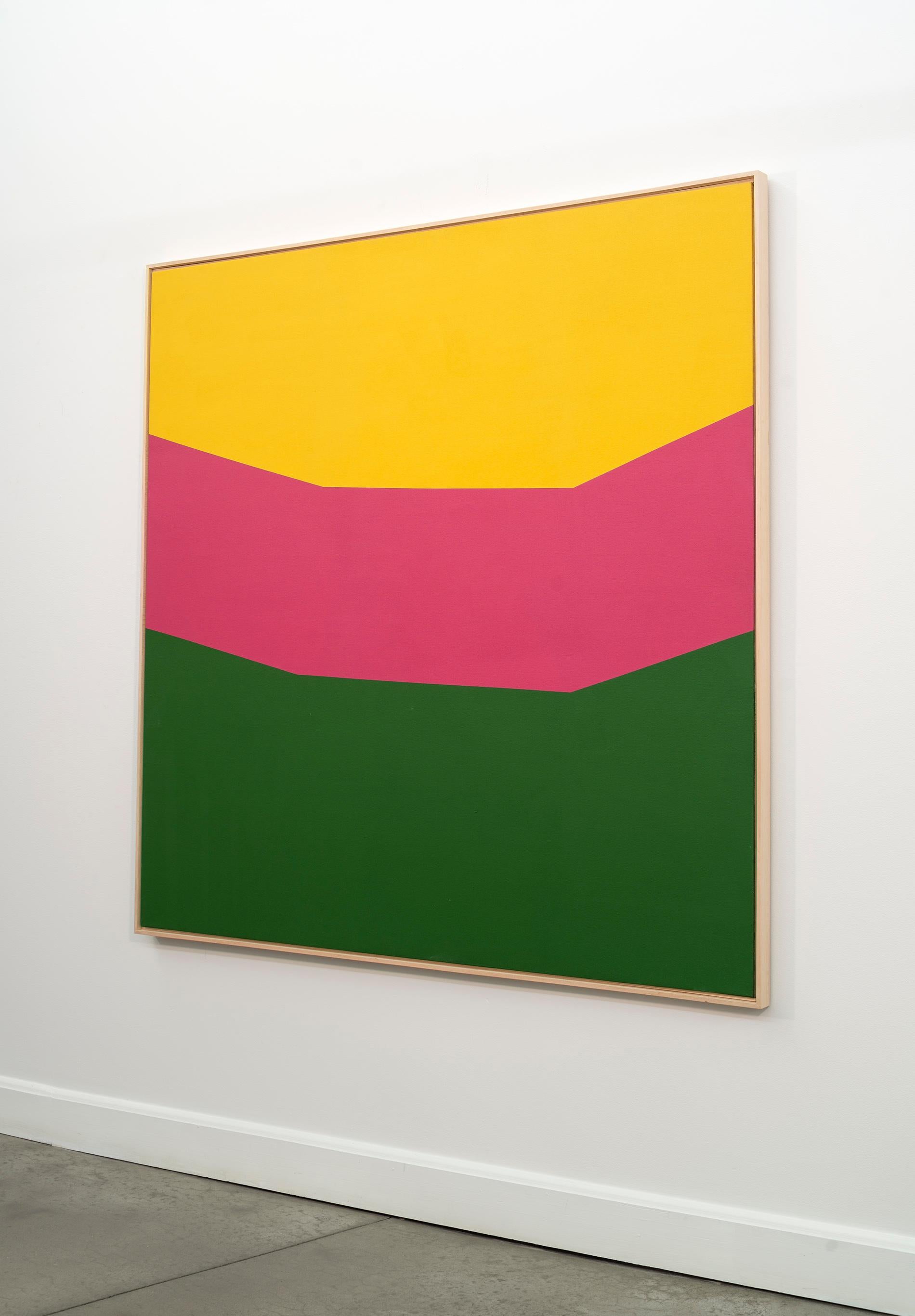Colour Form 18 - large, yellow, green, pink, minimal abstract, acrylic on canvas - Painting by Milly Ristvedt