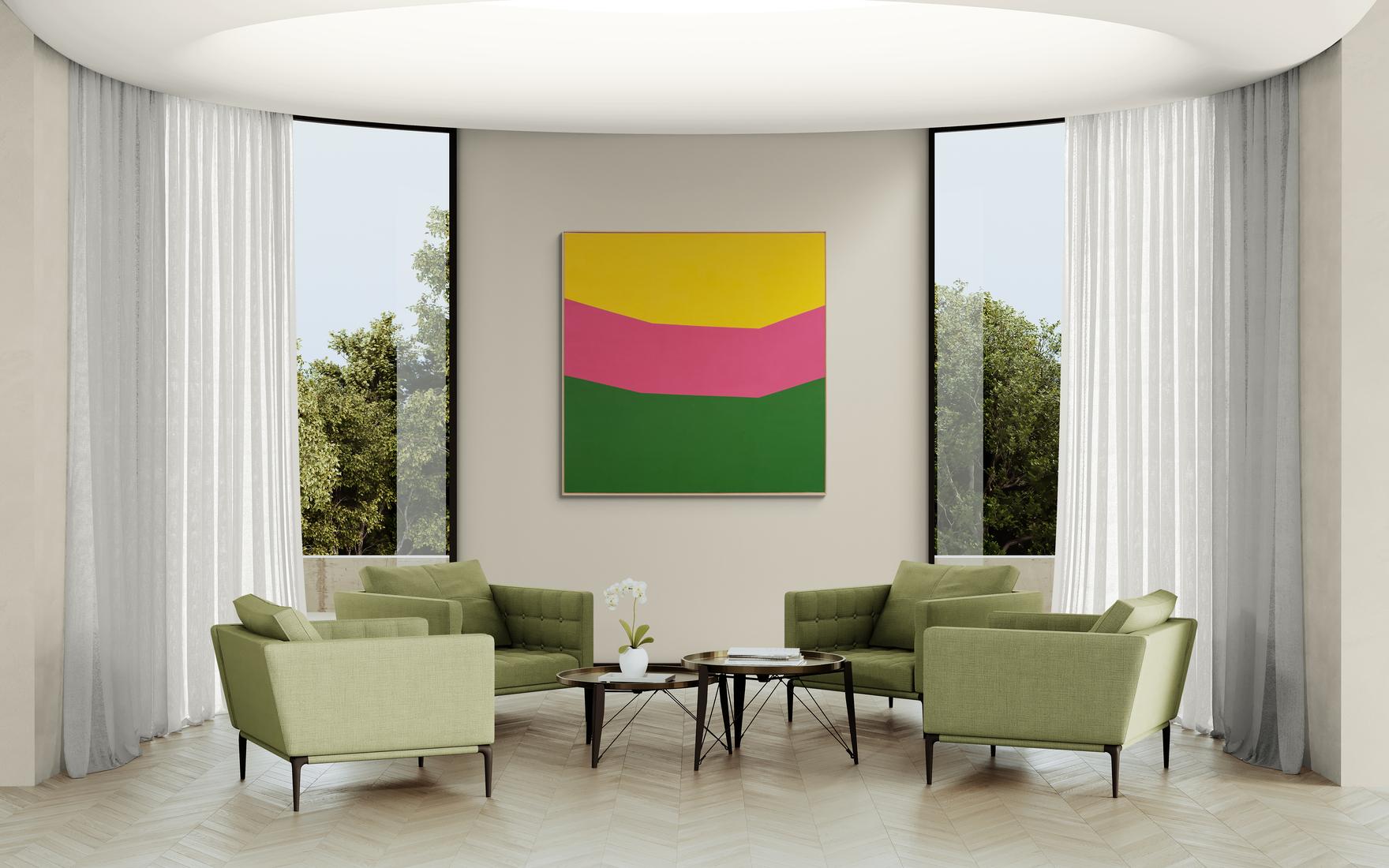 Colour Form 18 - giallo, verde, rosa, minimalista, astratto, acrilico su tela in vendita 6