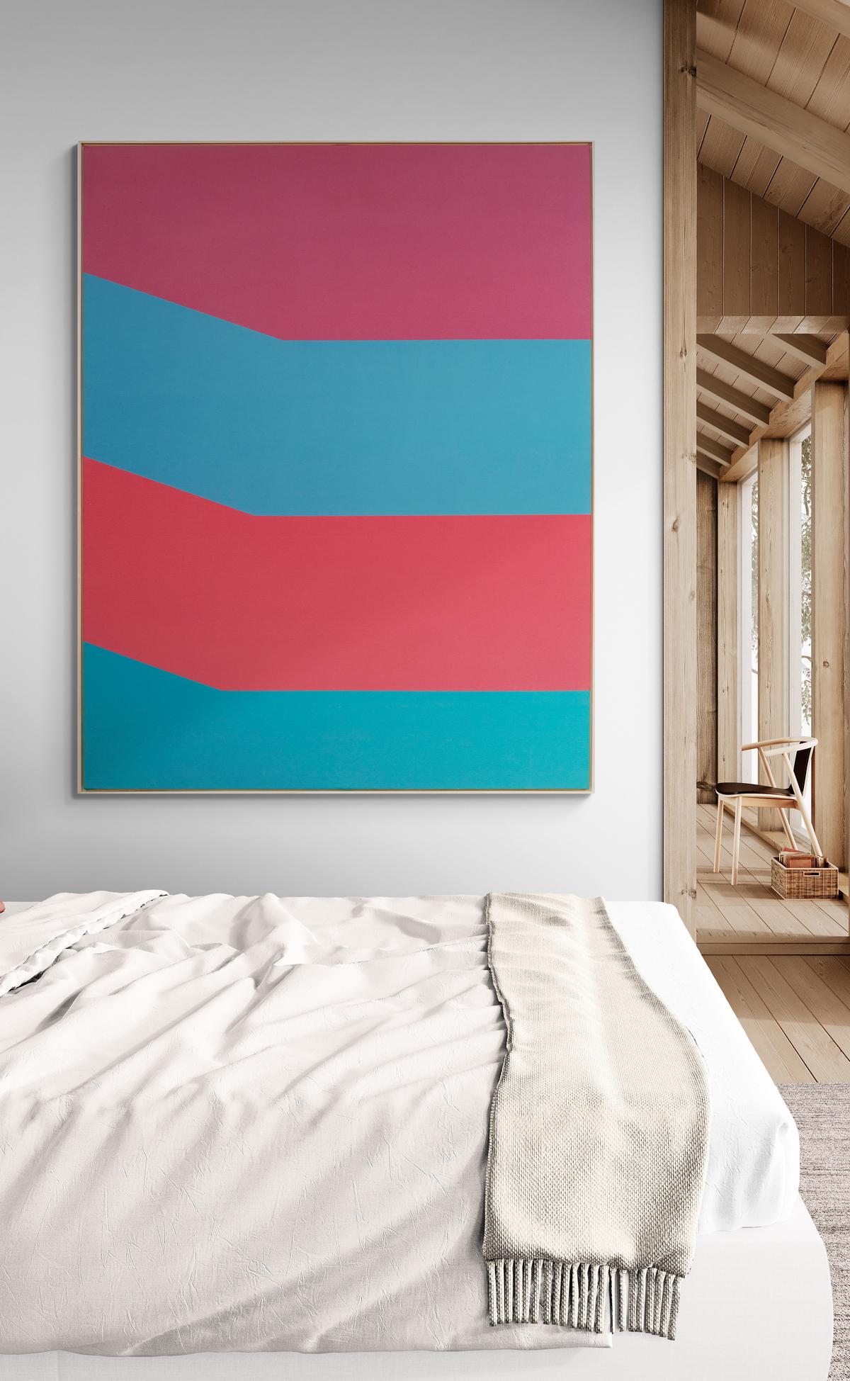 Colour Form 27 - rosa, blu, rosso, astratto minimalista, acrilico su tela in vendita 7