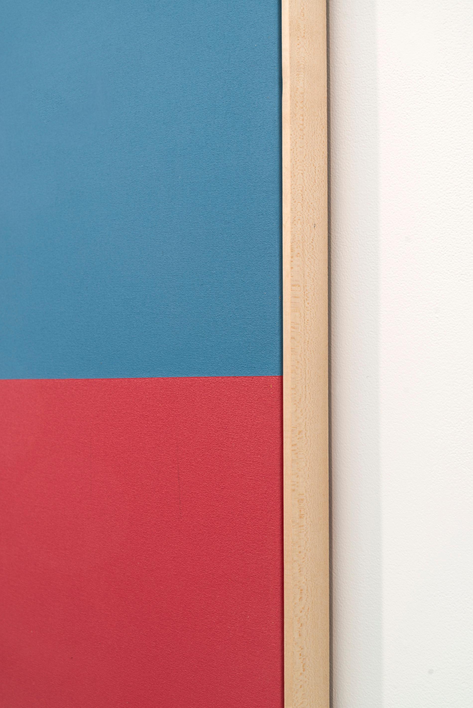 Questo acrilico su tela rosa, blu e rosso, astratto e minimalista, è opera dell'artista canadese Milly Ristvedt. 
Con colori audaci e forme astratte di grande impatto, l'artista canadese Milly Ristvedt ha creato una straordinaria serie di dipinti in