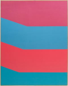 Colour Form 27 - pink, blue, red, minimalist abstract, acrylic on canvas