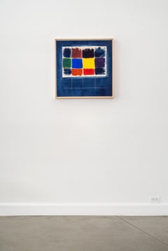 Cuba - blue, grid, abstract, contemporary, acrylic on canvas