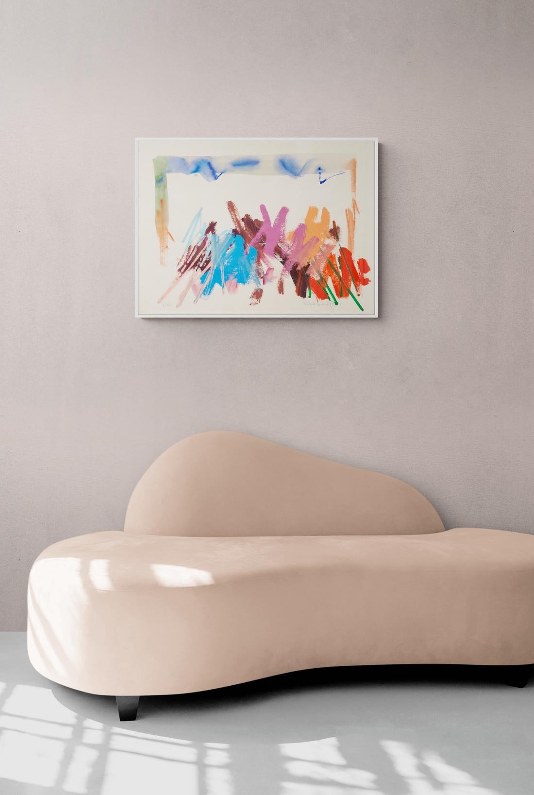 Gänseblümchen – leuchtend, farbenfroh, ausdrucksstark, gestisch abstrakt, Acryl auf Papier im Angebot 8