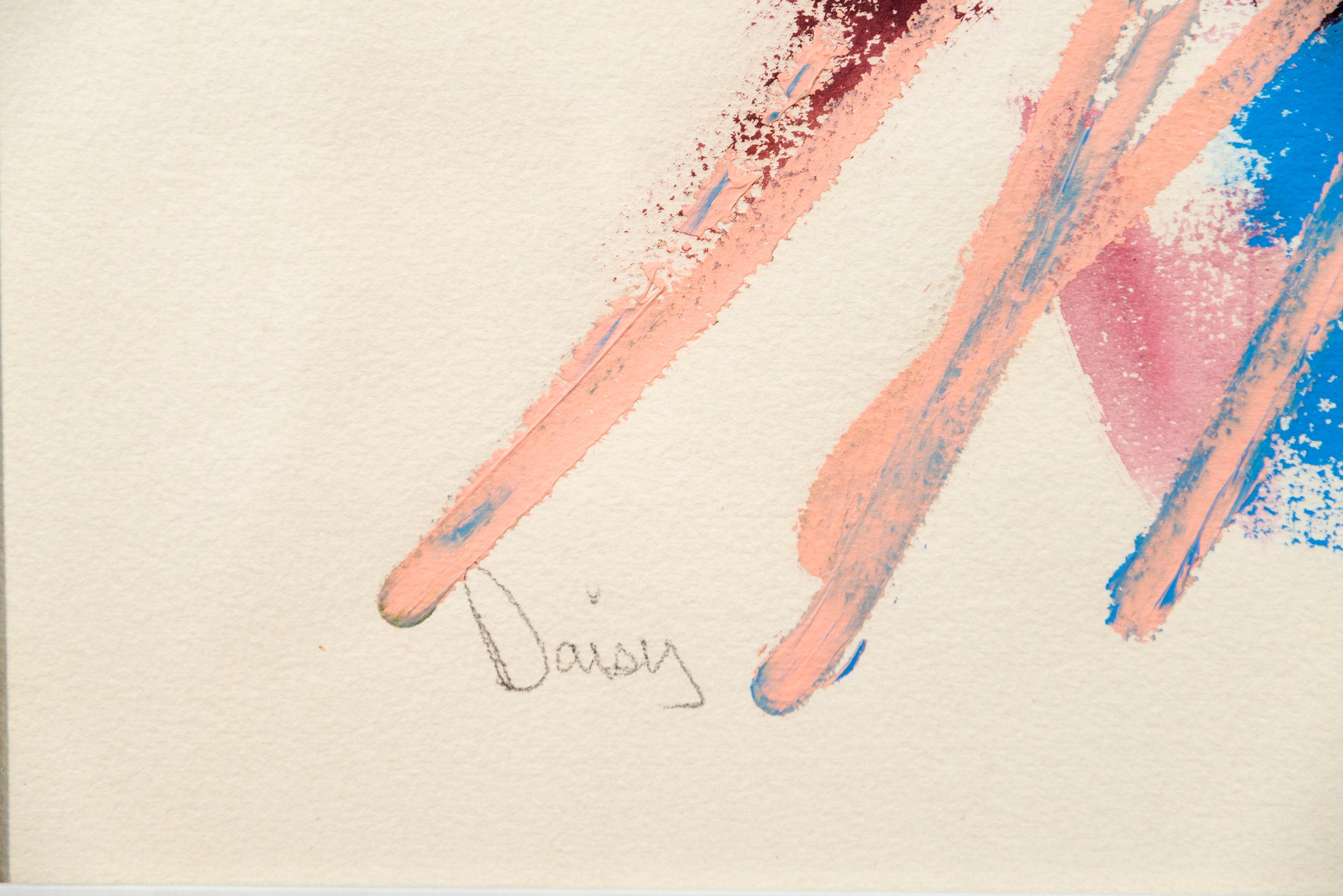 Gänseblümchen – leuchtend, farbenfroh, ausdrucksstark, gestisch abstrakt, Acryl auf Papier im Angebot 5