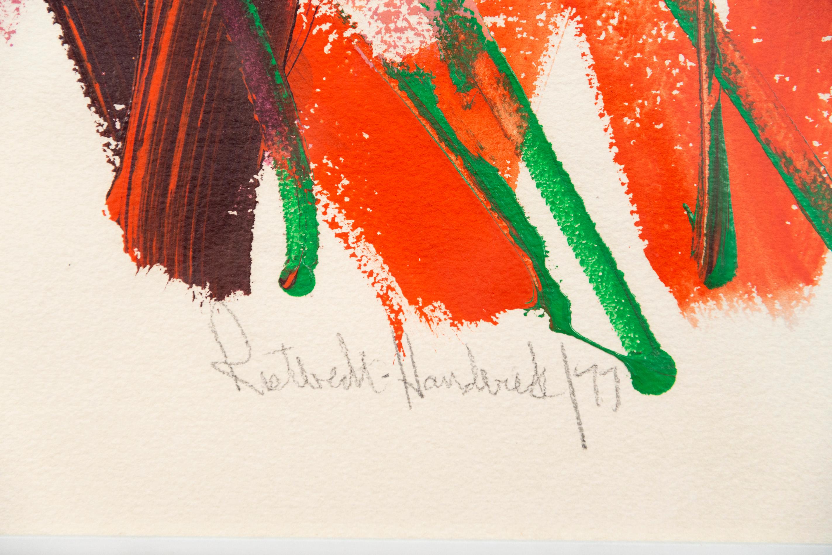 Gänseblümchen – leuchtend, farbenfroh, ausdrucksstark, gestisch abstrakt, Acryl auf Papier im Angebot 6