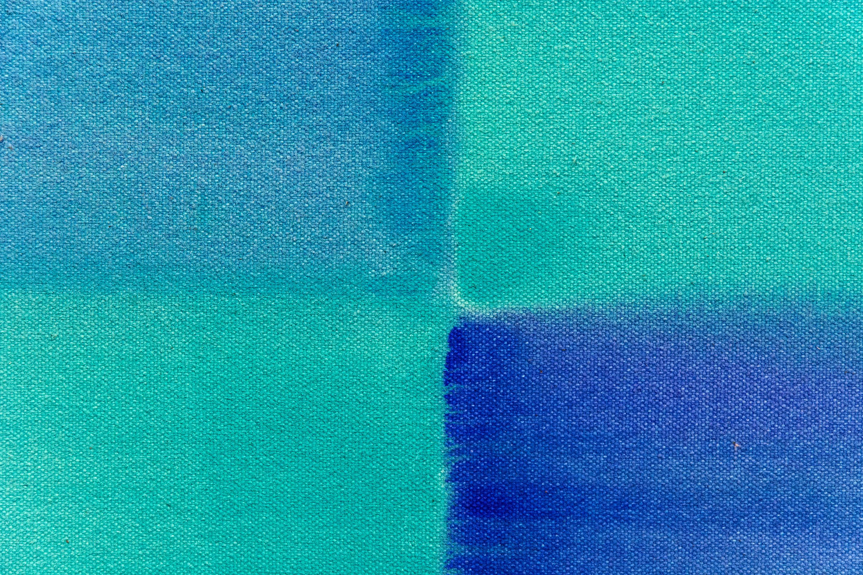 Damselfly - blue, teal, abstract, geometric composition, acrylic on canvas 2
