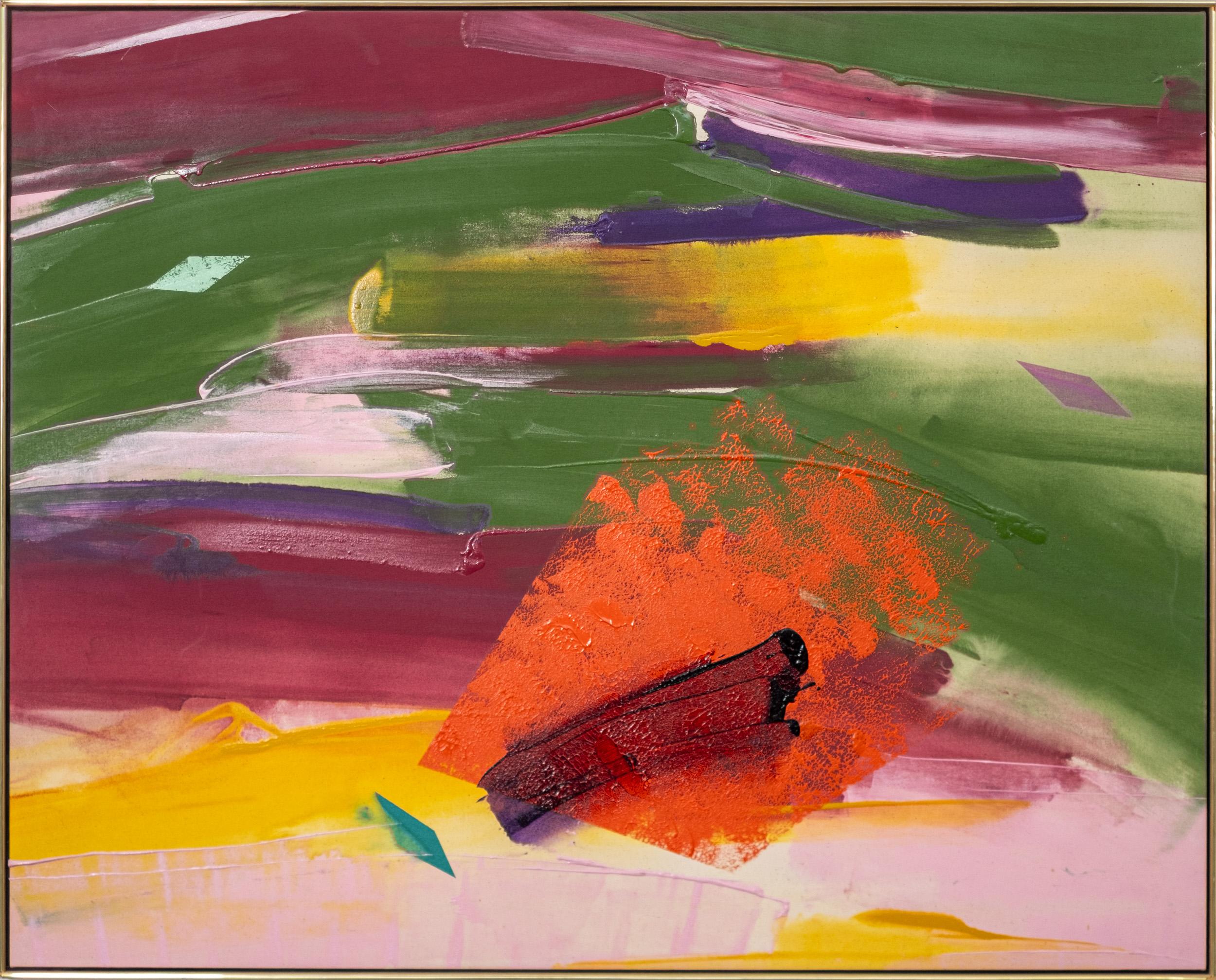 Milly Ristvedt Abstract Painting - Esmeralda - Abstract Oil Painting on Canvas, 1980s Colorful Art