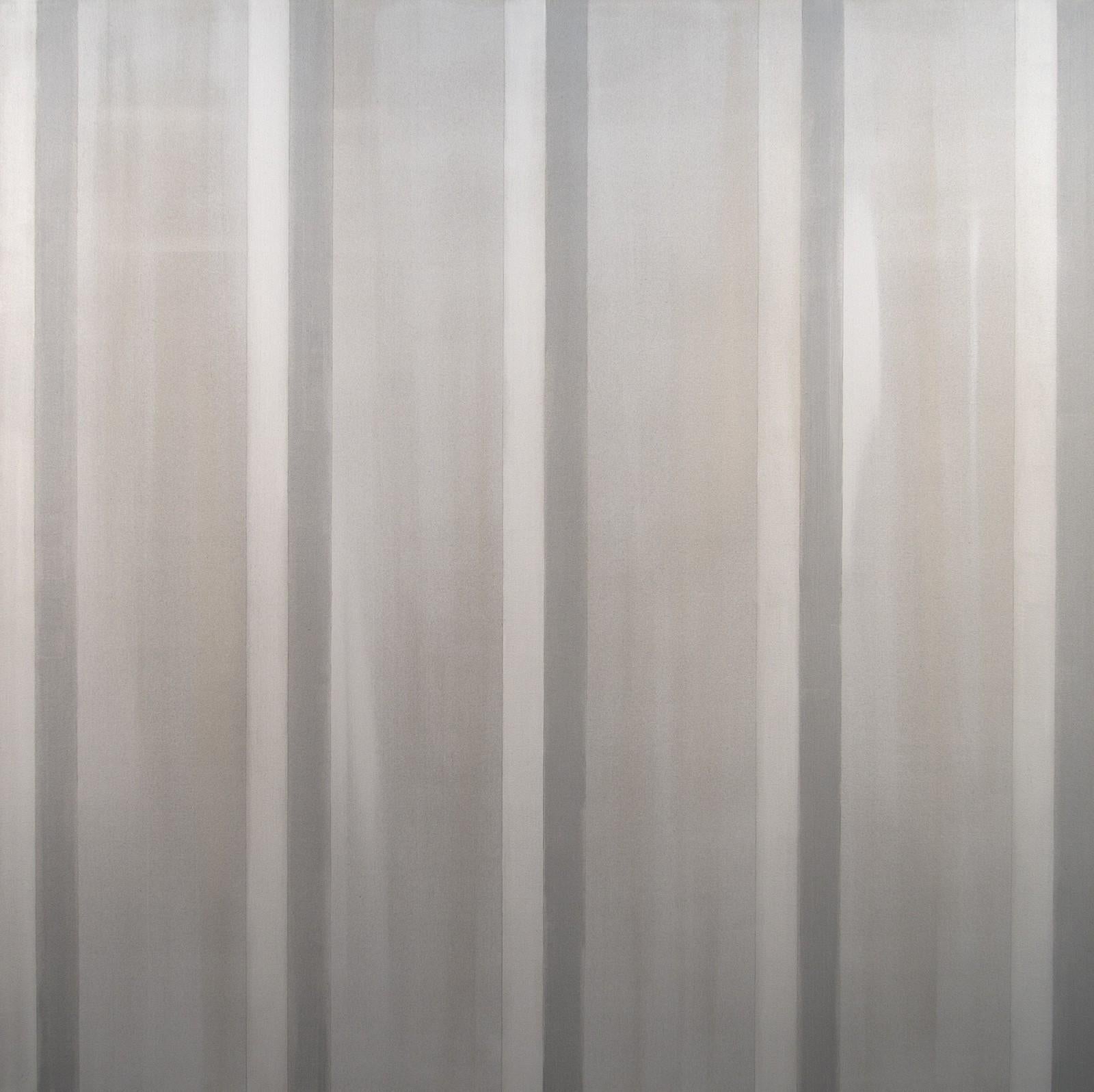 Milly Ristvedt Abstract Painting - Everything and Nothing - large, tranquil, calm, grey, vertical stripes