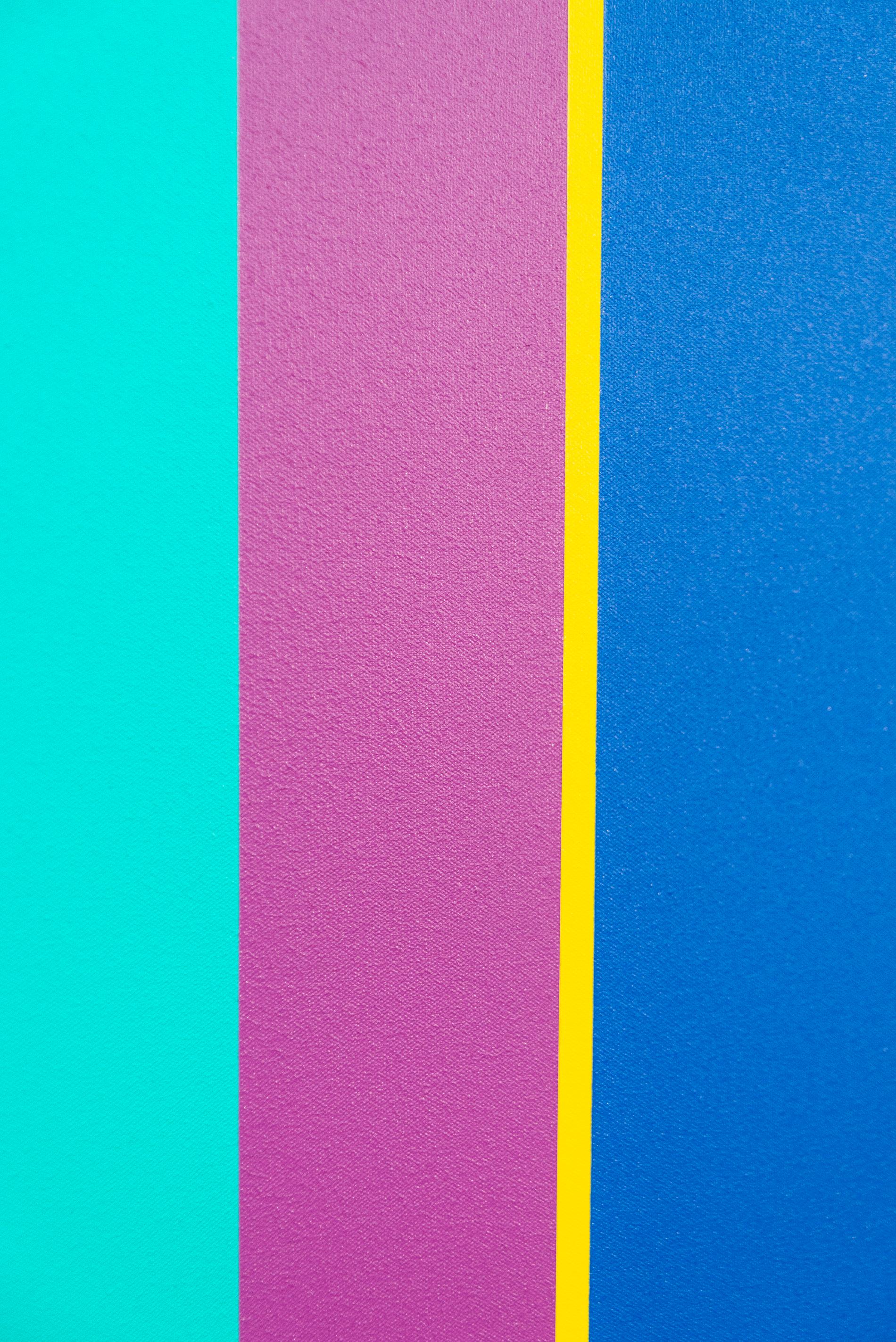 Extension - großes, leuchtendes, farbenfrohes, geometrisches abstraktes Acryl auf Leinwand im Angebot 4