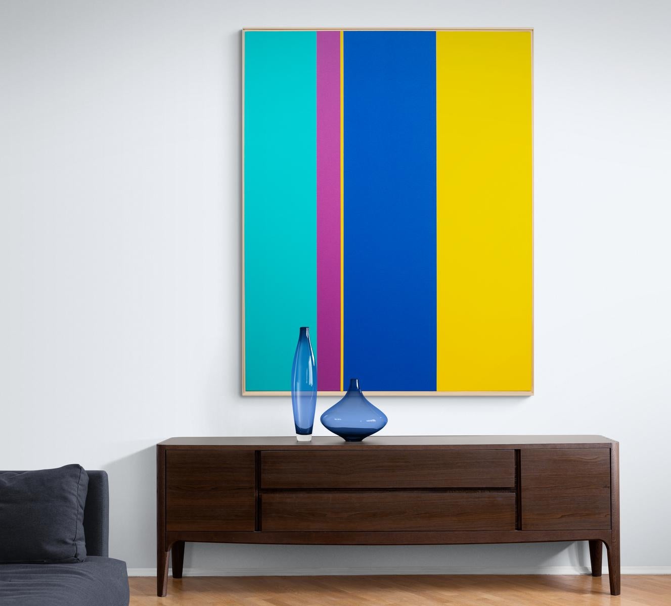 Extension - großes, leuchtendes, farbenfrohes, geometrisches abstraktes Acryl auf Leinwand im Angebot 6