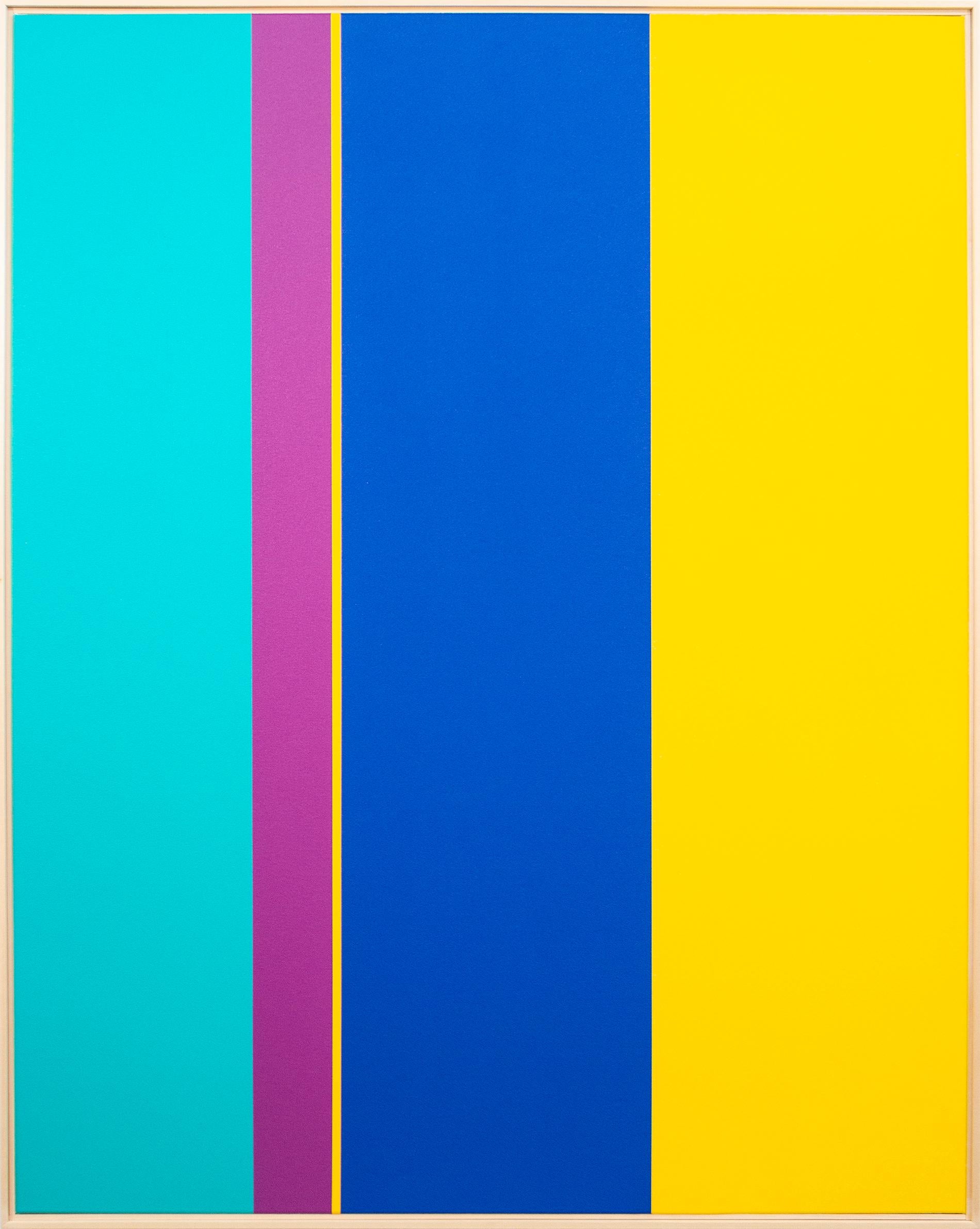 Extension - großes, leuchtendes, farbenfrohes, geometrisches abstraktes Acryl auf Leinwand