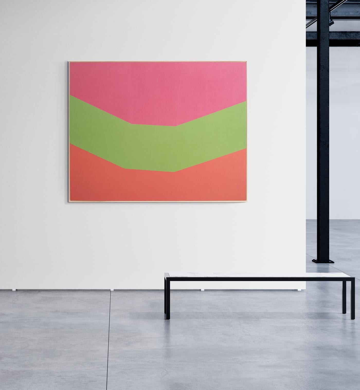 Field Green - large, green, pink, orange, minimal abstract, acrylic on canvas 3