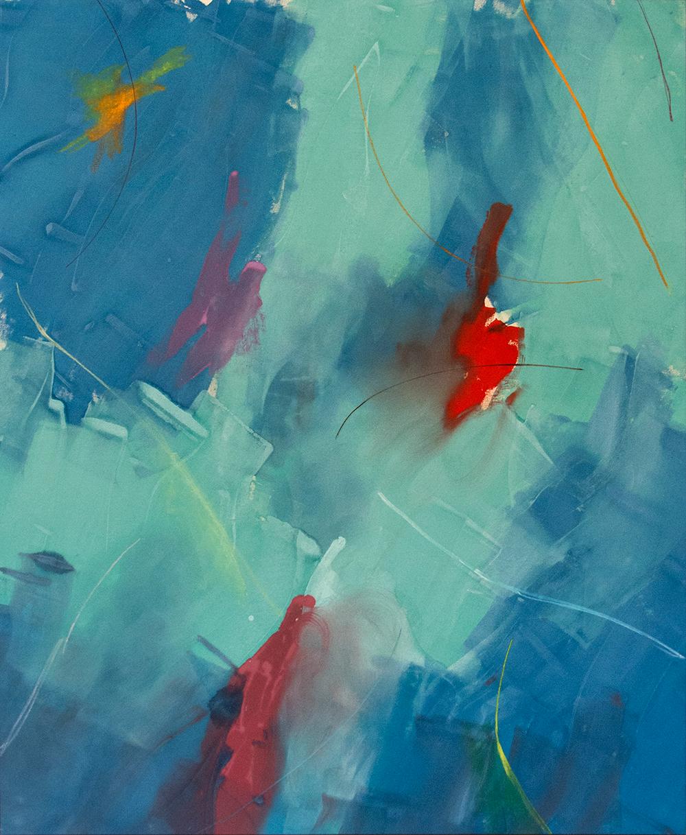 Milly Ristvedt Abstract Painting - Free Place, Blue Green - large, bold, gestural abstract, acrylic on canvas
