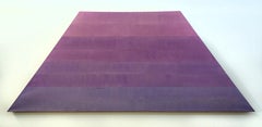Glide - large, purple, pink, hues, striped, abstract acrylic on shaped canvas