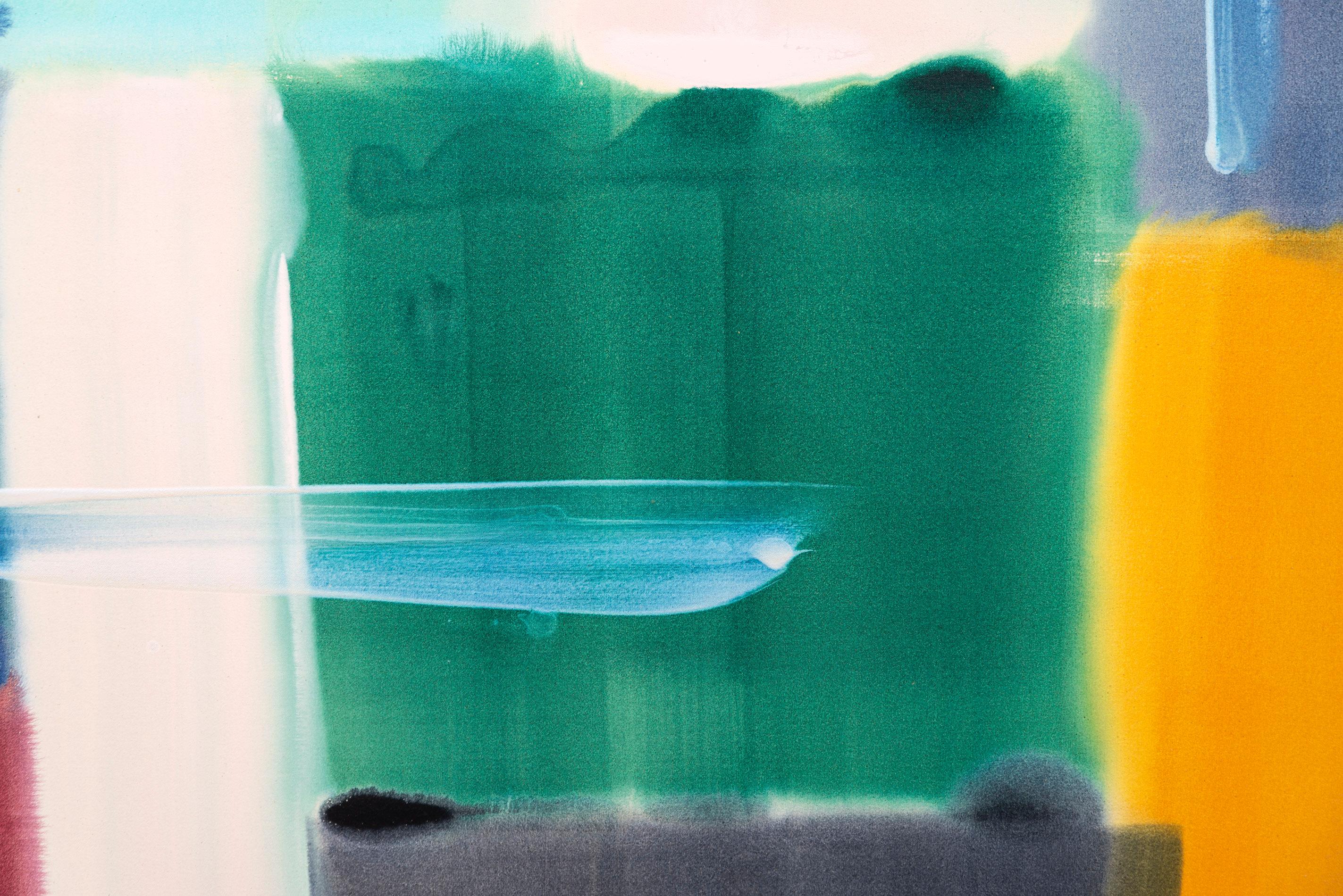 Good Run - moderno, contemporaneo, astratto, acrilico su tela - Abstract Painting Grigio di Milly Ristvedt