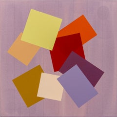 Grey Grid - klein, hell, bunt, geometrisch abstrakt, Acryl auf Leinwand