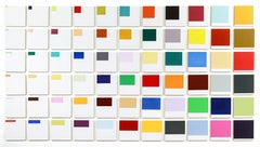Increments - farbenfrohe, großformatige Anordnung, kleine Quadrate, Acryl auf Tafeln