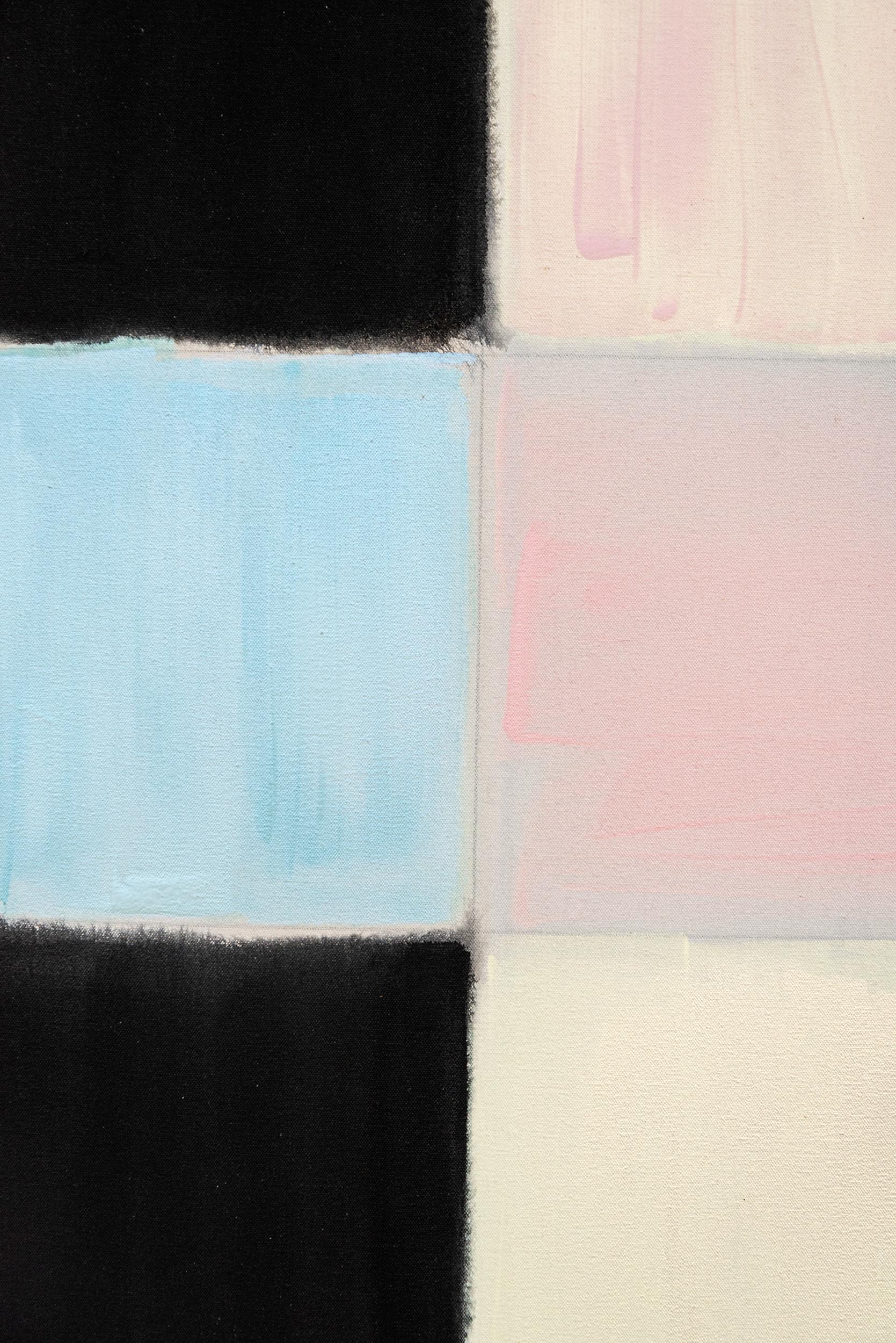 Indivisible - rosa, viola, blu, astratto, contemporaneo, acrilico su tela in vendita 1