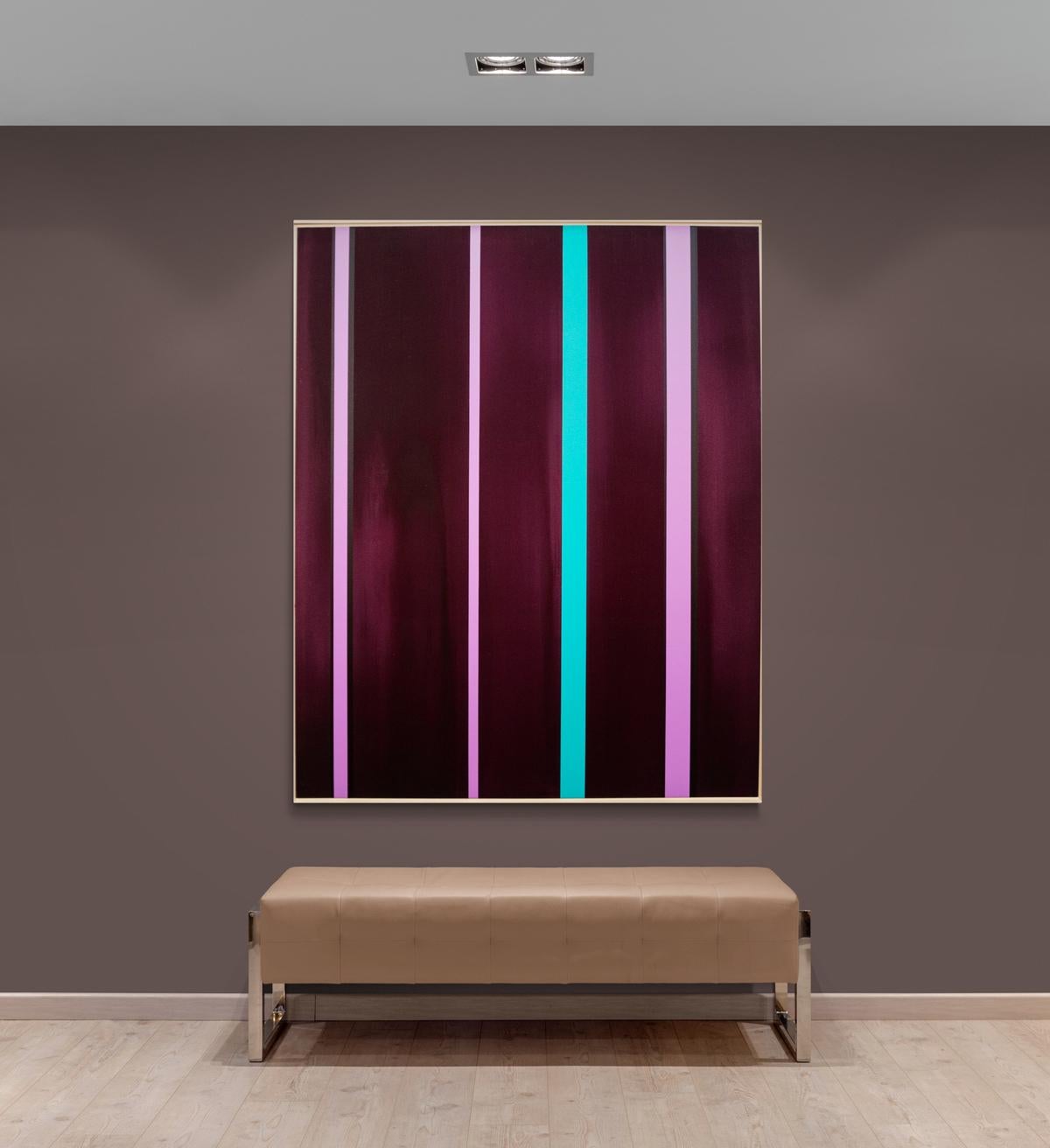 Intervals - large, black, blue, pink, contemporary abstract, acrylic on canvas For Sale 5