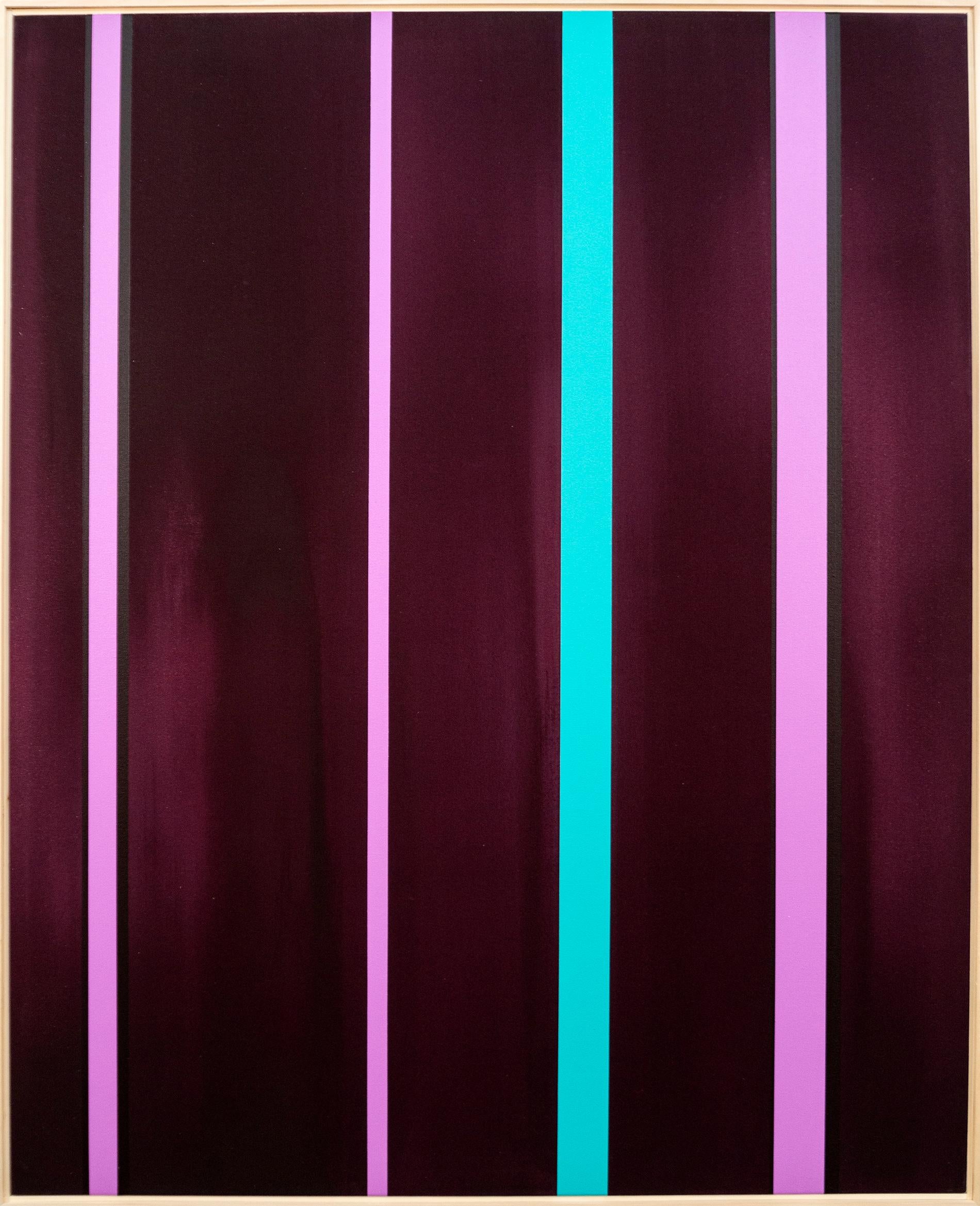 Intervals - large, black, blue, pink, contemporary abstract, acrylic on canvas - Painting by Milly Ristvedt