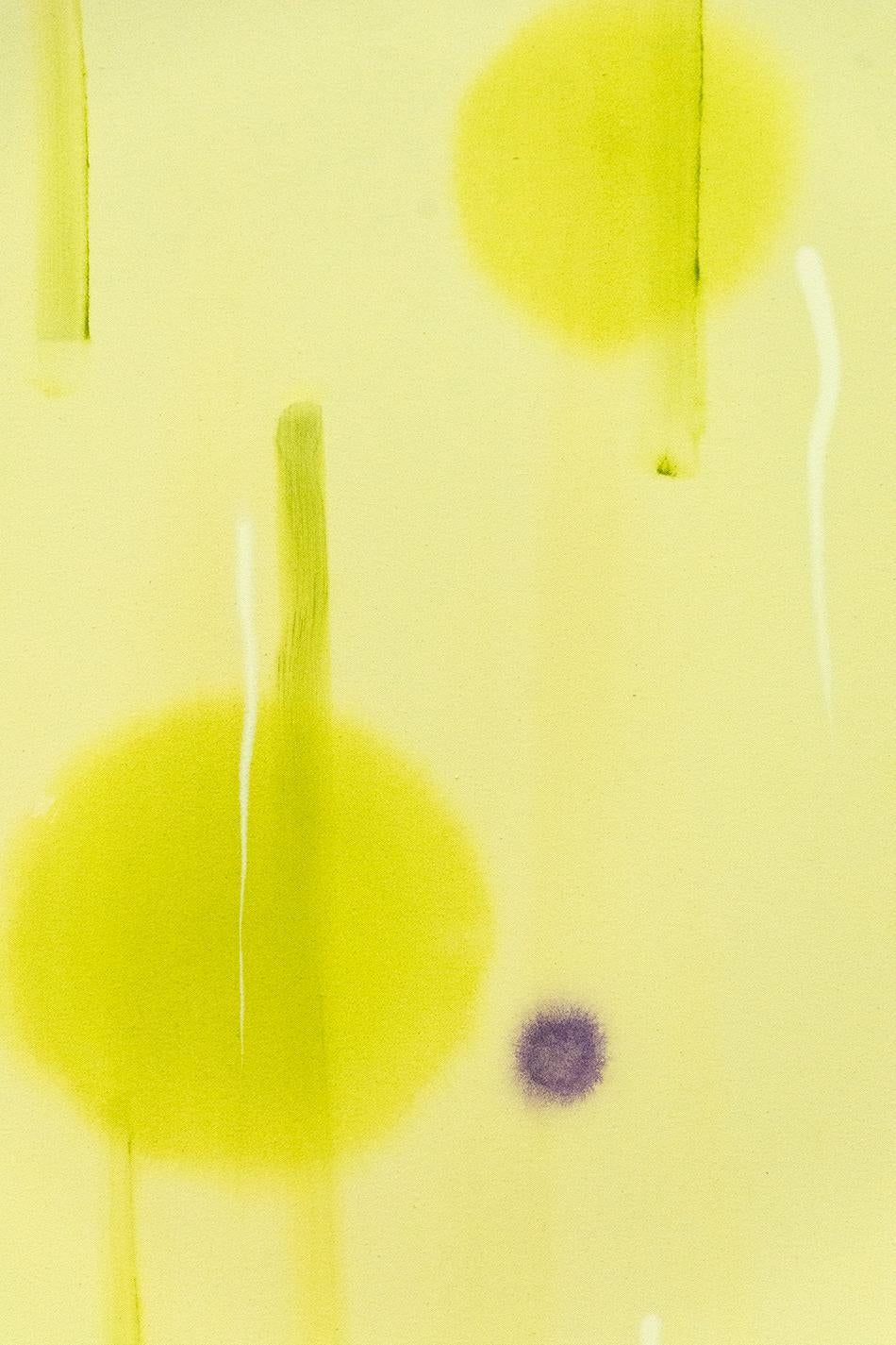 Living Things - grande, luminoso, colorato, giallo, astrazione, acrilico su tela - Painting Contemporaneo di Milly Ristvedt