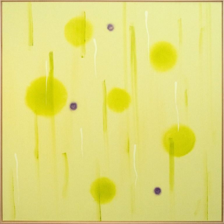 Abstract Painting Milly Ristvedt - Vivre choses vivantes - grand, brillant, coloré, jaune, abstraction, acrylique sur toile