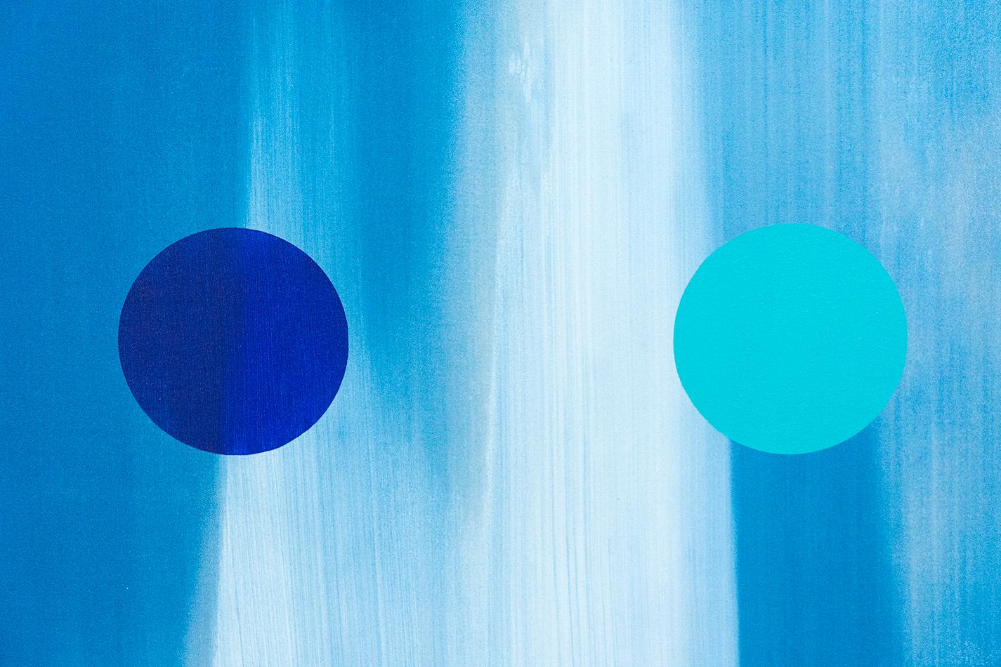 Composizione Mott - astrazione geometrica di grandi dimensioni, blu brillante, acrilico su tela - Painting Contemporaneo di Milly Ristvedt
