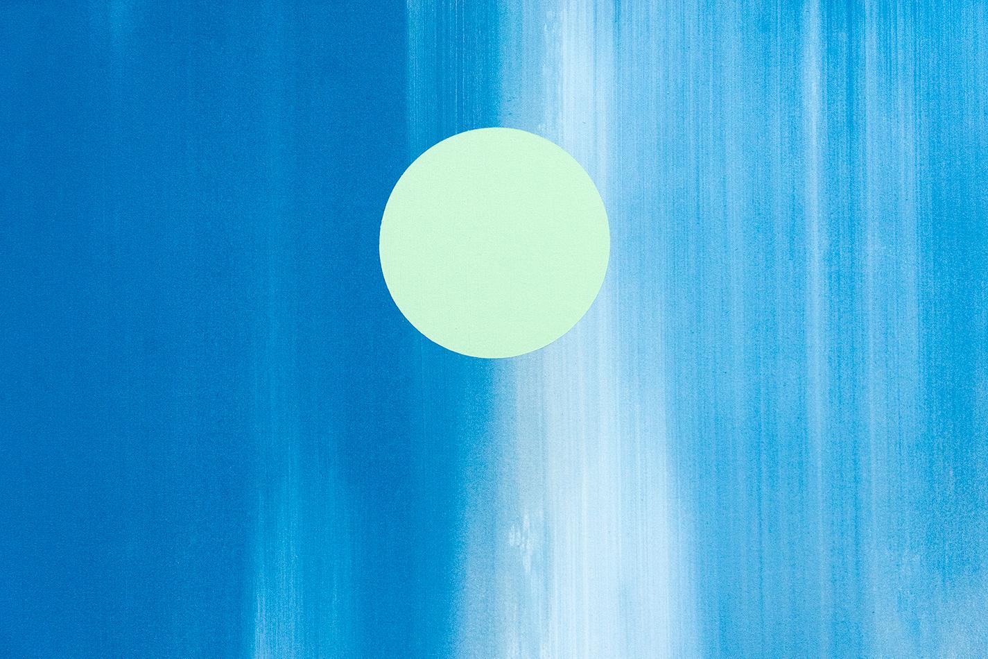 Composizione Mott - astrazione geometrica di grandi dimensioni, blu brillante, acrilico su tela - Abstract Painting Blu di Milly Ristvedt