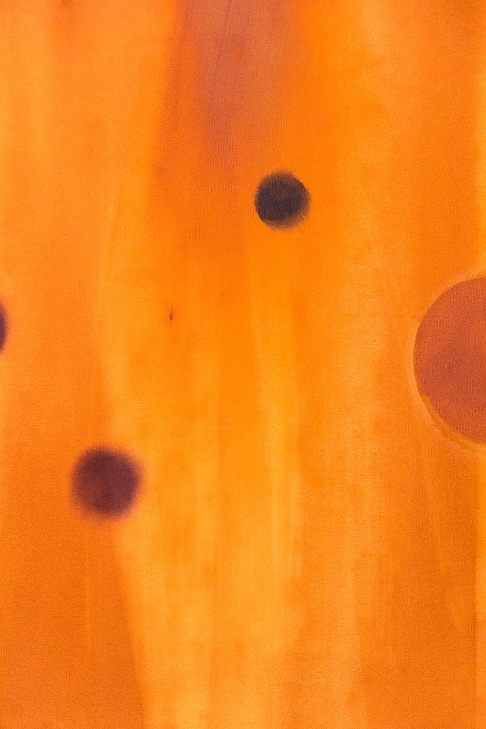 Mott Continuum - astrazione geometrica di grandi dimensioni, arancione brillante, acrilico su tela - Painting di Milly Ristvedt
