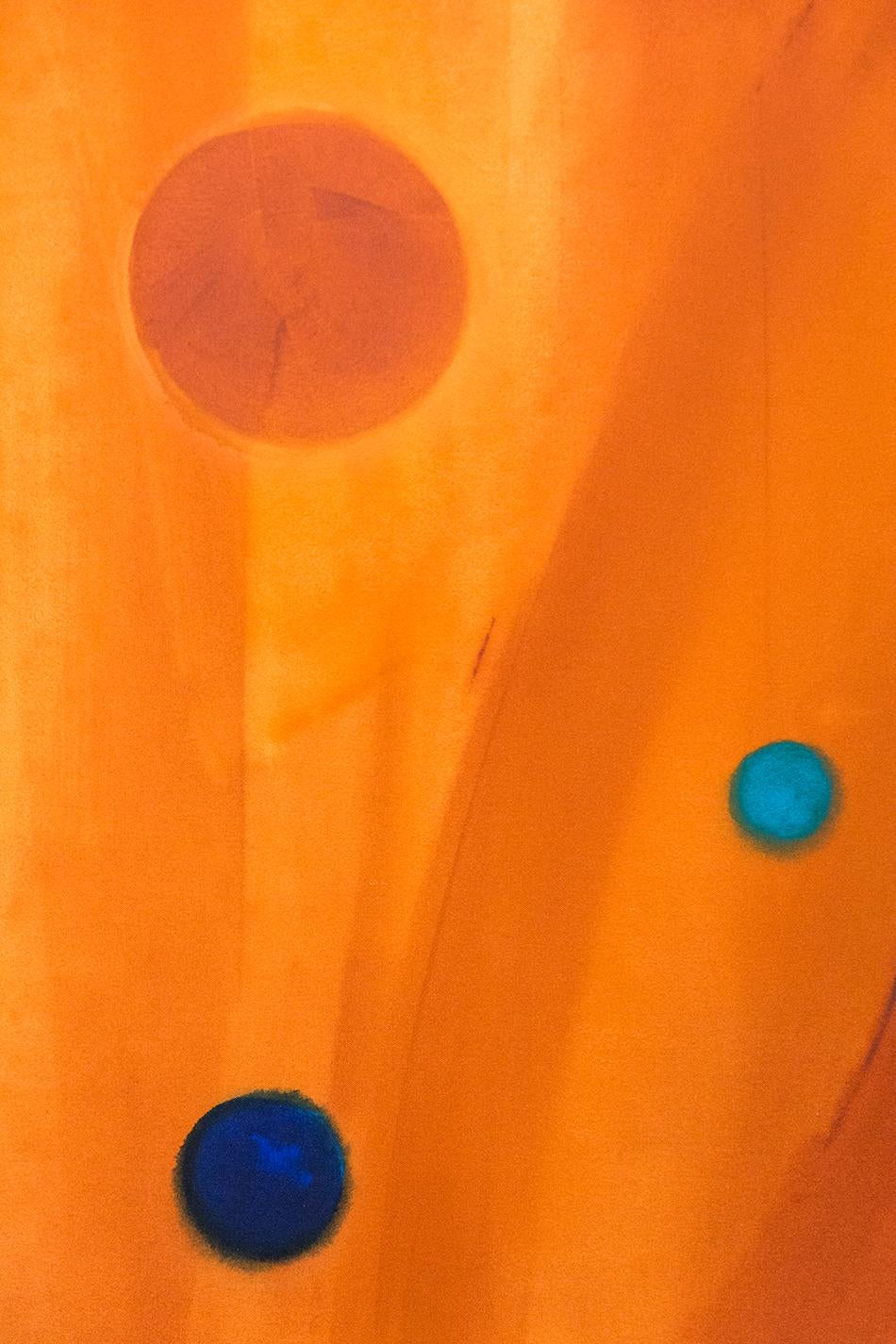 Mott Continuum - astrazione geometrica di grandi dimensioni, arancione brillante, acrilico su tela in vendita 1