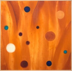 Mott Continuum - large, bright, orange, geometric abstraction, acrylic on canvas