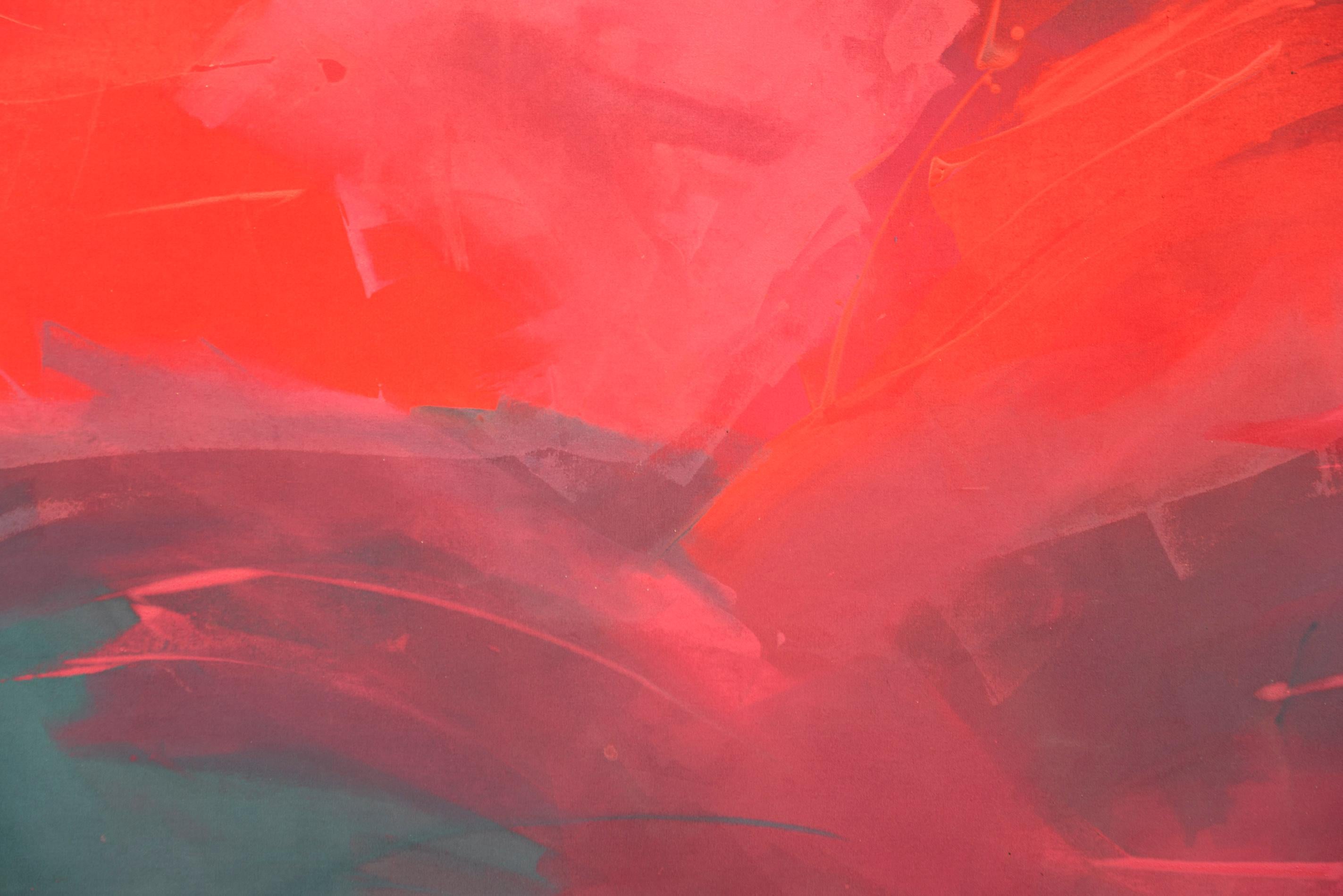 Nuvu Blue - moderno, contemporáneo, abstracto gestual, acrílico sobre lienzo - Abstract Painting Rojo de Milly Ristvedt