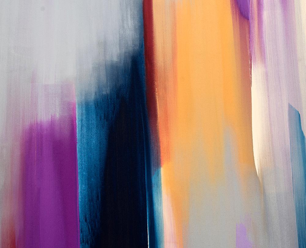 Oncoming Storm - large, soft, blue, purple, gestural abstract, acrylic on canvas - Abstract Painting by Milly Ristvedt