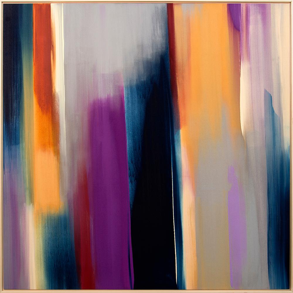 Milly Ristvedt Abstract Painting - Oncoming Storm - large, soft, blue, purple, gestural abstract, acrylic on canvas