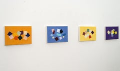 Orange Blau Gelb Violett Grid Play - abstrakt, Multiples, Acryl auf Leinwand