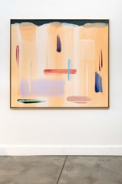 Pearl - large, soft, bright, peach, pink, gestural abstract, acrylic on canvas