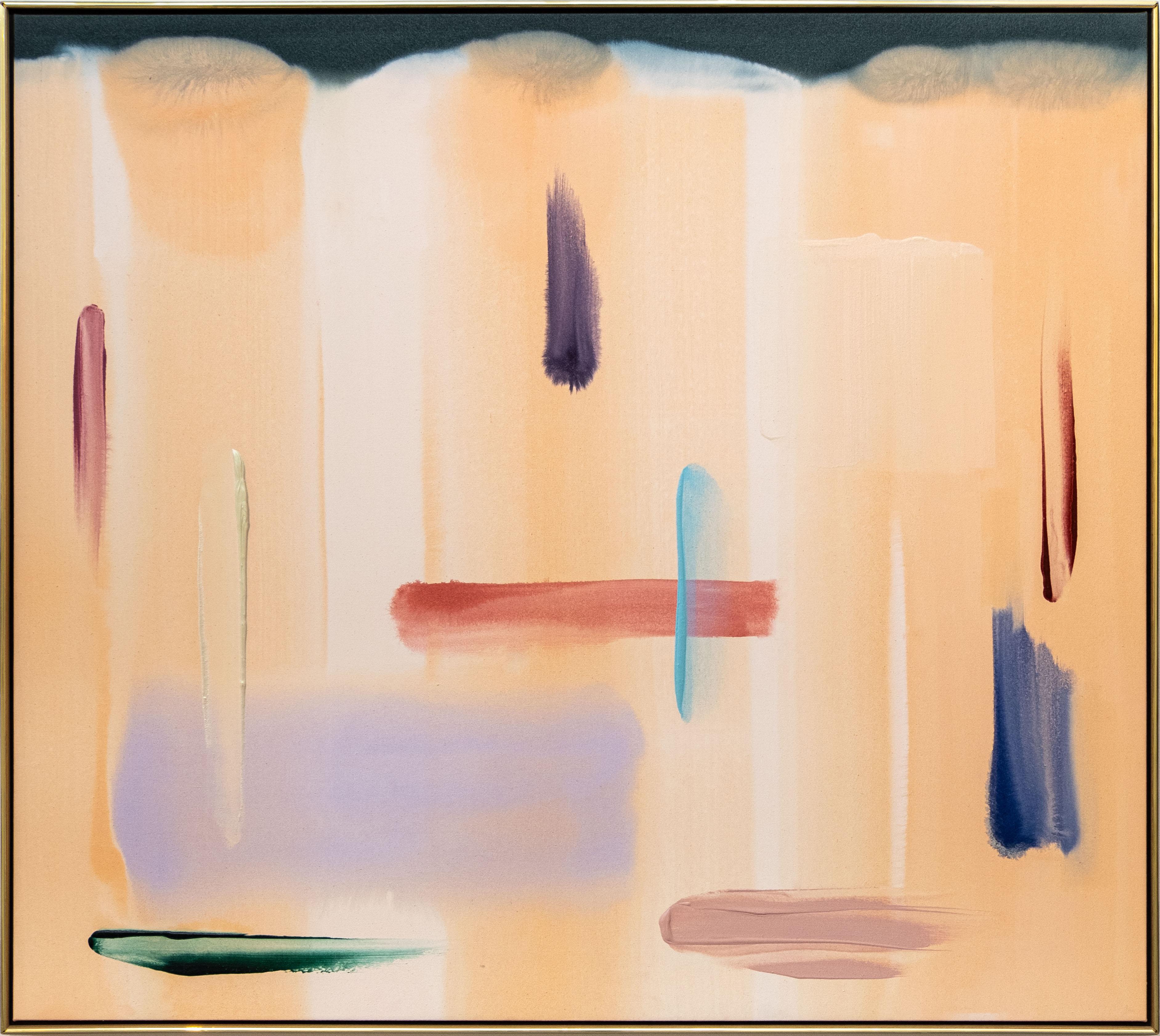 Pearl - large, soft, bright, peach, pink, gestural abstract, acrylic on canvas