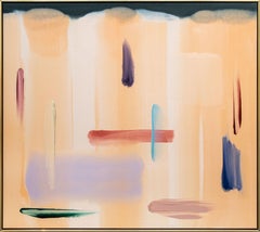 Pearl - large, soft, bright, peach, pink, gestural abstract, acrylic on canvas