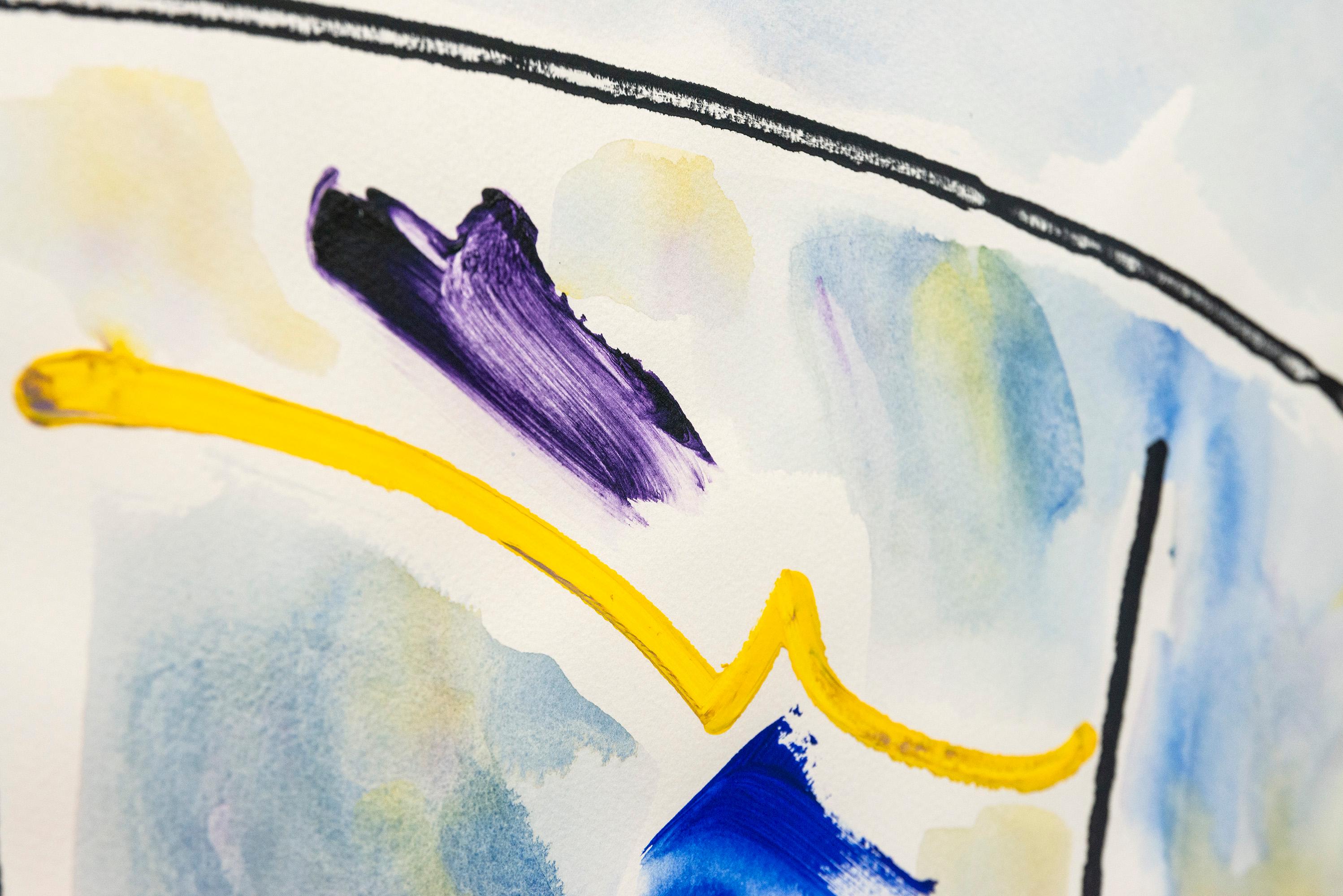 Primary Sun - contemporary, minimalist, abstract, acrylic on archival paper For Sale 5