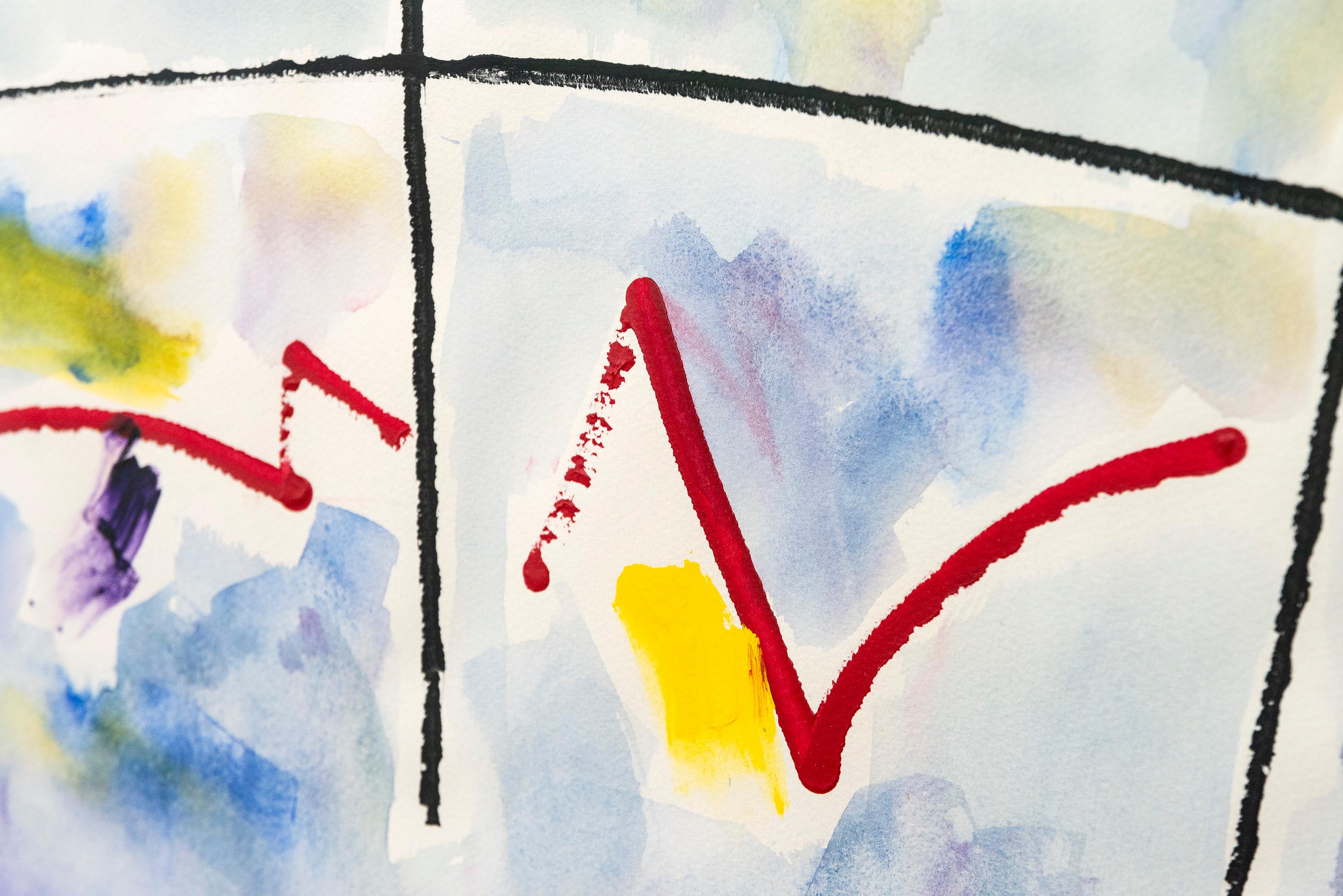 Primary Sun - contemporary, minimalist, abstract, acrylic on archival paper For Sale 6