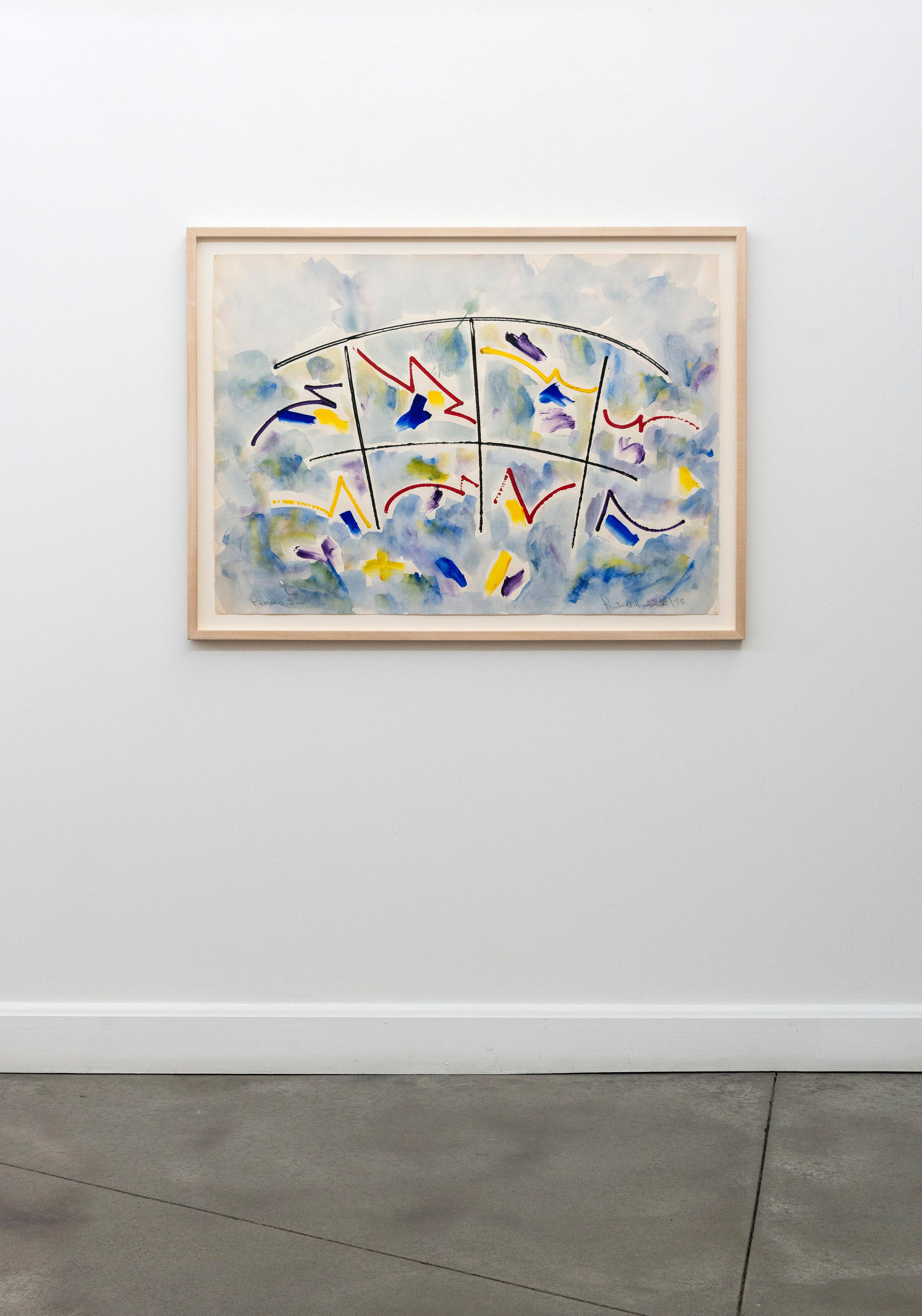 Primary Sun - contemporary, minimalist, abstract, acrylic on archival paper - Abstract Art by Milly Ristvedt