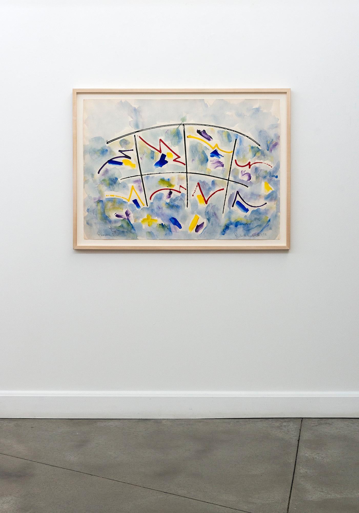 Primary Sun - contemporary, minimalist, abstract, acrylic on archival paper For Sale 1