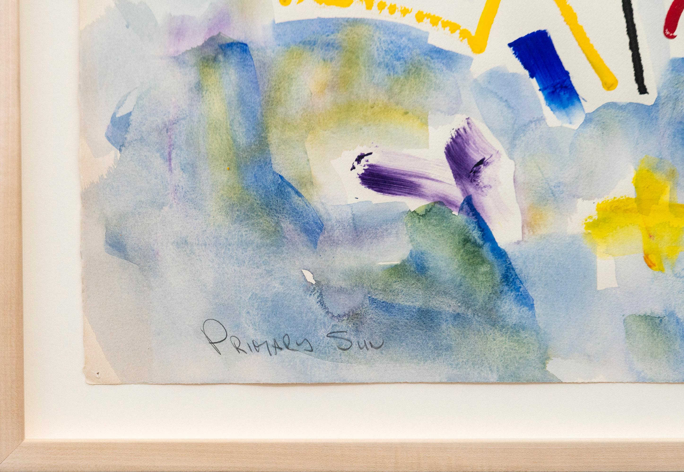 Primary Sun - contemporary, minimalist, abstract, acrylic on archival paper For Sale 2