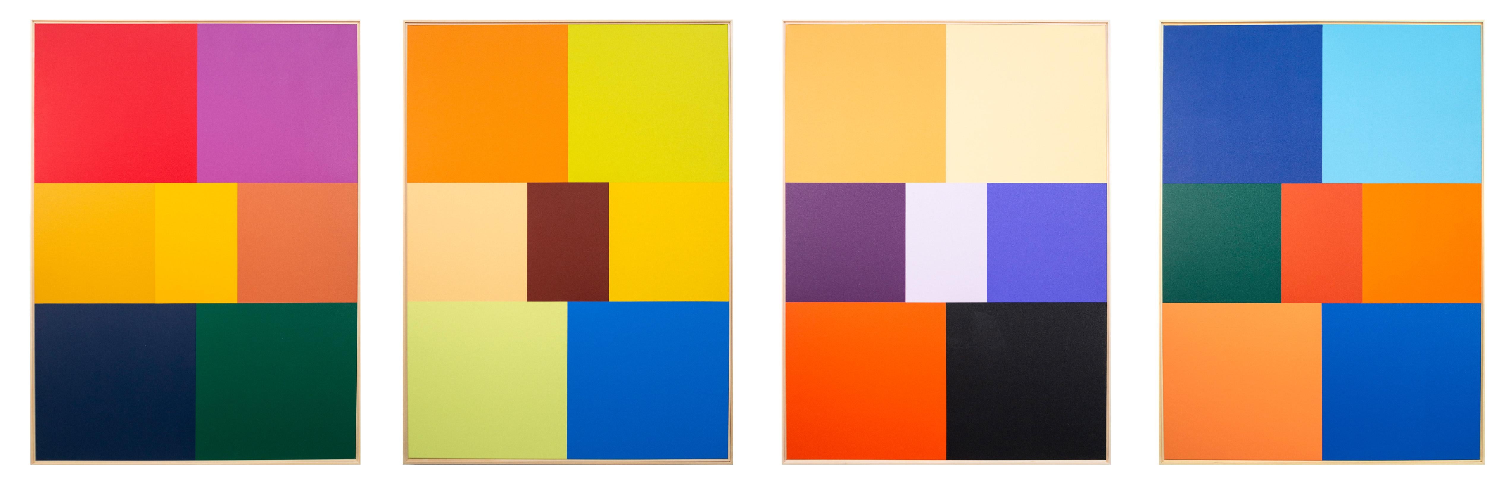 Milly Ristvedt Abstract Painting - Proposition (Set of Four) - large, colourful, abstract, acrylic on canvas